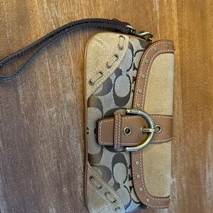 Coach Beige and Brown Signature Clutch